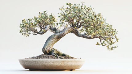 Fototapeta premium Realistic 3D Render of Bonsai Tree in Pot