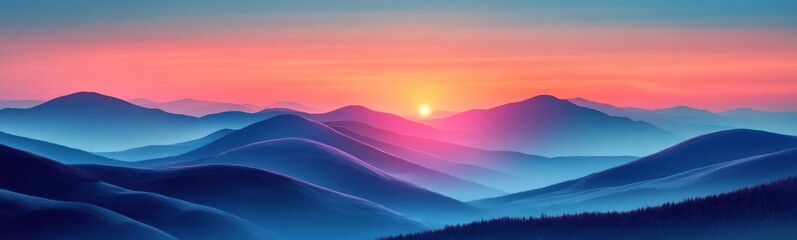 Obraz premium Mountains with a sunset in the background