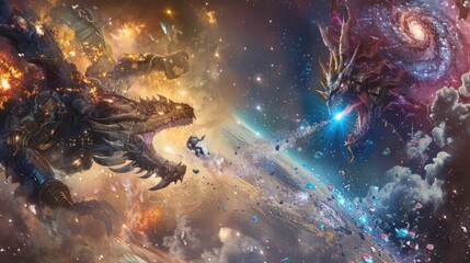 Fototapeta premium Cosmic Dragon Battle