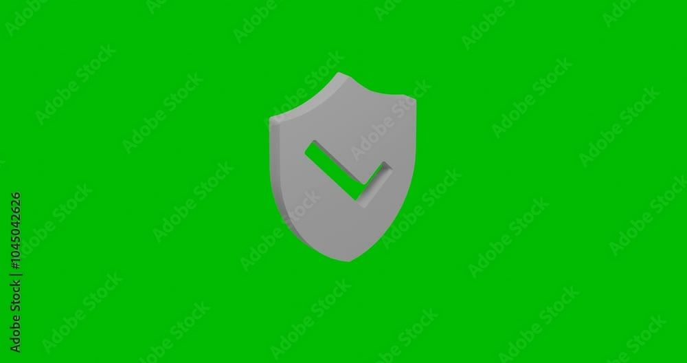 Poster animation of rotation of a white protection mark symbol with shadow. simple and complex rotation. se