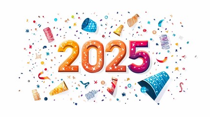Fototapeta premium New Year illustration theme 2025 poster background 