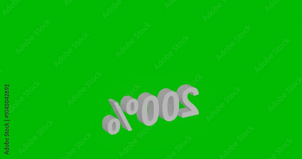 Poster animation of rotation of a white 200 percent symbol with shadow. simple and complex rotation. seamle
