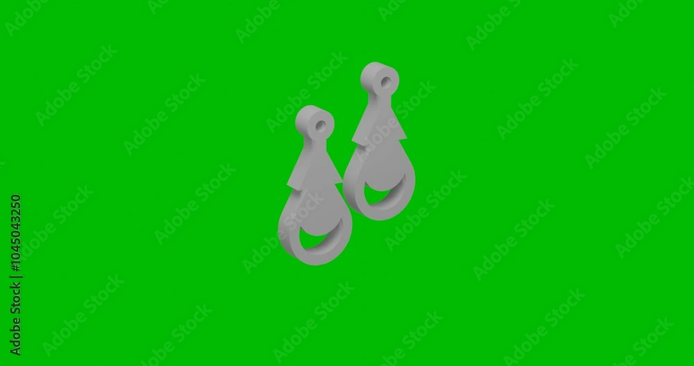 Poster animation of rotation of a white earrings symbol with shadow. simple and complex rotation. seamless 