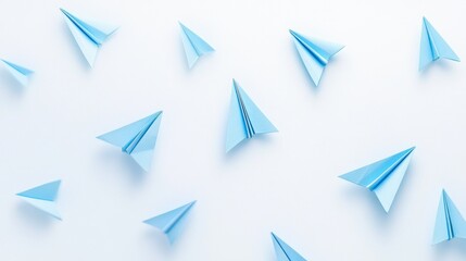 Blue Paper Airplanes on a Light Background