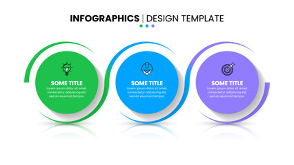 Infographic template. 3 connected circles with icons