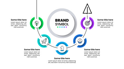 Infographic template. Circle line with 5 steps