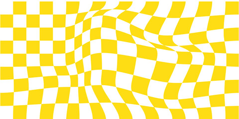 Groovy psychedelic checkerboard in Y2k style. Vintage aesthetic. Vector illustration