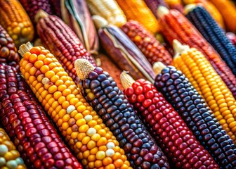 Vibrant Corn Cobs in a Spectrum of Colors - Colorful Corn Portraits for Harvest and Agriculture Themes