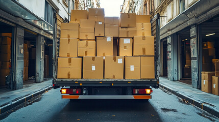 Naklejka premium truck with boxes