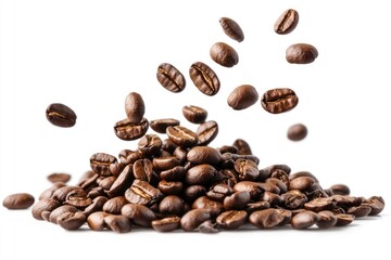 Obraz premium Pile coffee beans background drink ingredients.