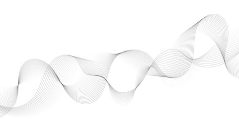 Fototapeta premium Abstract grey, white smooth element swoosh speed wave modern stream background. Wave with lines created using blend tool. Abstract frequency sound wave lines and twisted curve lines background. 