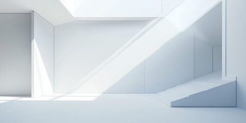 3d architectural image, design of an abstract and modern white background. template for presentation, power point, poster, web, backrog. tehcnological and geometrical background. laptop