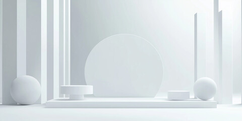 3d architectural image, design of an abstract and modern white background. template for presentation, power point, poster, web, backrog. tehcnological and geometrical background. laptop