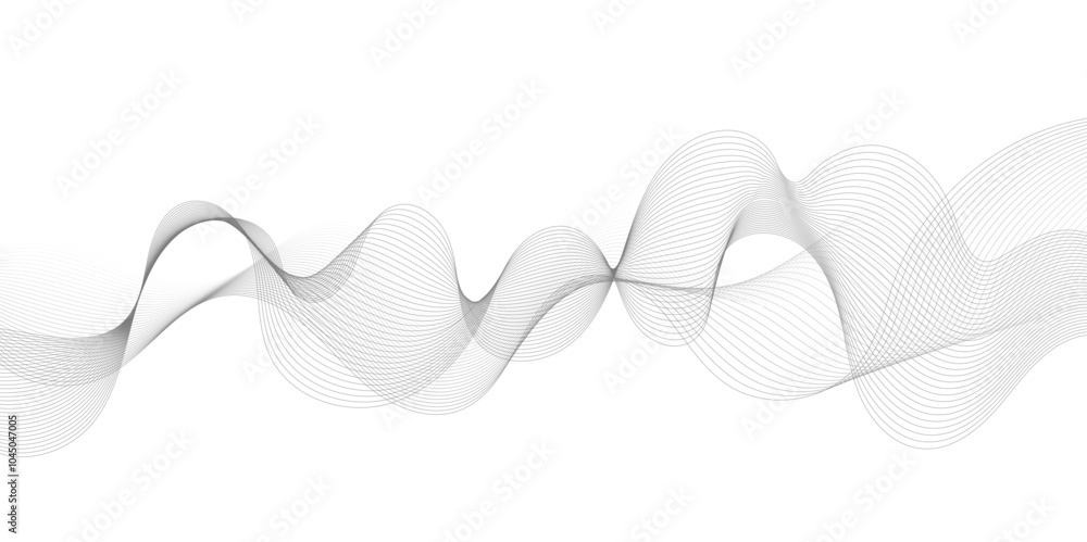 Aufkleber Abstract grey, white smooth element swoosh speed wave modern stream background. Wave with lines created using blend tool. Abstract frequency sound wave lines and twisted curve lines background.	