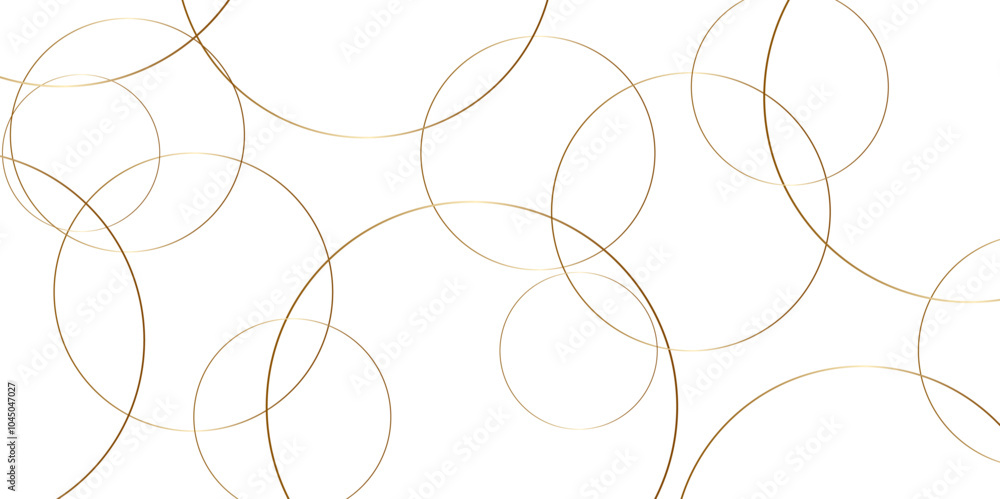 Leinwandbilder Abstract background golden circle stock line with shadows. abstract artistic geometric background Gold circles abstract seamless vector pattern. Minimal style white website banner, decoration Vector. 