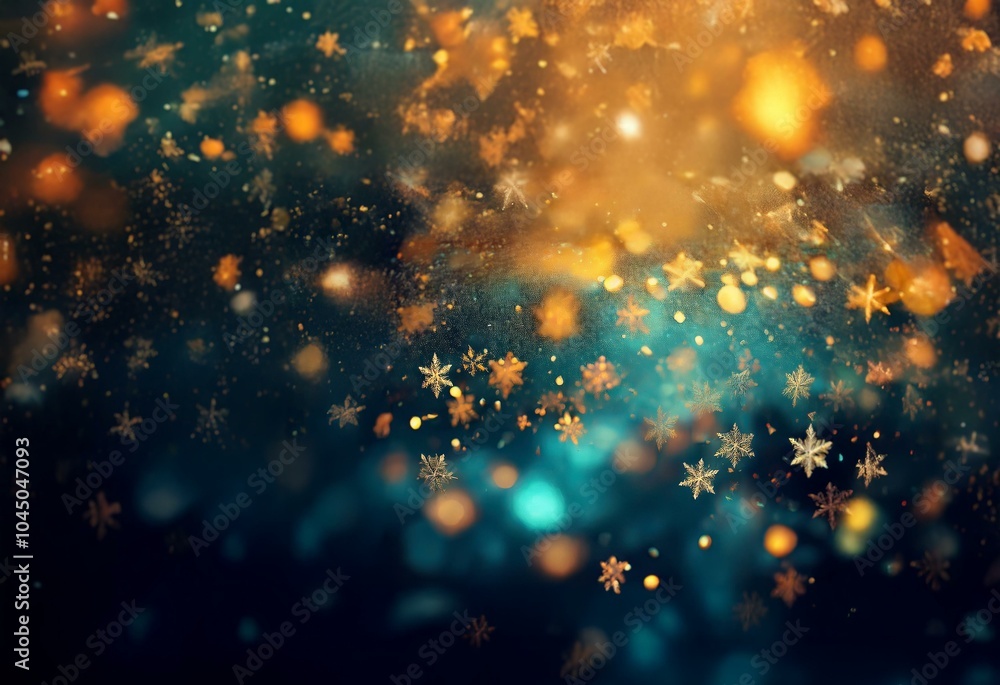 Aufkleber abstract background with sparkling lights and snowflakes, evoking a magical wintery atmosphere.