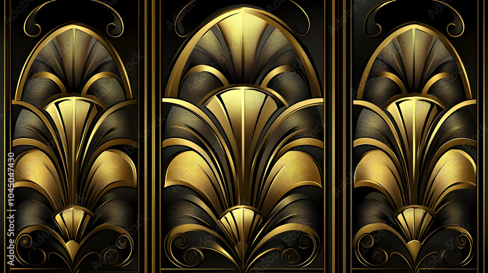 Wall mural Art Deco Golden Pattern Illustration