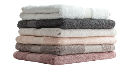 Freshly folded towels stacked neatly, offering a cozy touch to any bathroom decor