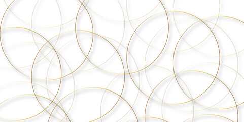 Abstract background golden circle stock line with shadows. abstract artistic geometric background Gold circles abstract seamless vector pattern. Minimal style white website banner, decoration Vector. 