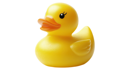 A cheerful yellow rubber duck ready for fun in the bathtub on a sunny afternoon