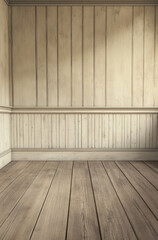 Charming and Elegant Muted Sand Wall with Beadboard for a Subtle Look