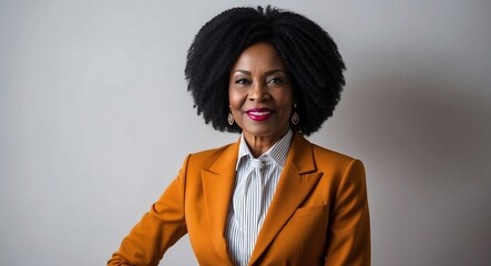 Obraz premium african mature woman office formal bright background wearing fashion portrait