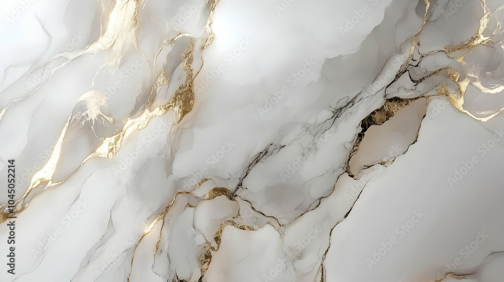 Wall mural Abstract Background with White Marble and Gold Veins