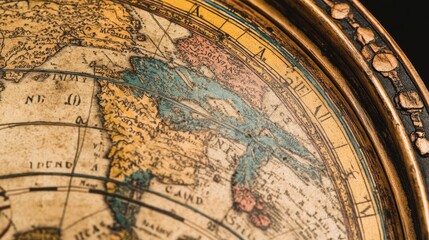 Fototapeta premium A vintage globe in close-up, its detailed surface symbolizing the passion for travel, adventure, and the exploration of the world