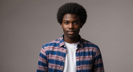 Obraz premium african young man nerd casual bright background wearing fashion portrait