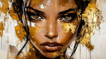 Golden Woman Portrait Illustration