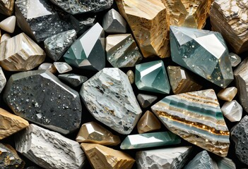 Rough Granite Stone Wall with Embedded Quartz and Mica