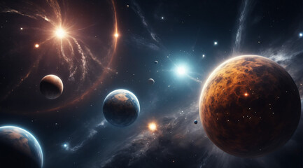 Diverse astronomy concept. Dramatic space scene illustrating the universe's creation and the big bang.