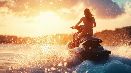 Obraz premium Jetski in water. Summer tropical sports.