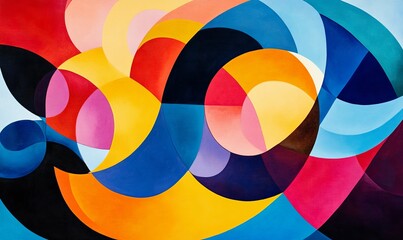Obraz premium Abstract colorful painting of curved shapes.