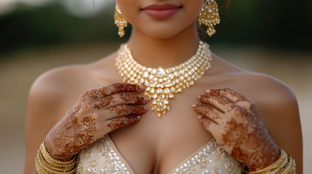 Edler Brautschmuck und Henna-Portrait f&uuml;r Hochzeit und Modedesign
