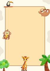 Brown and Beige Blob Illustrative Animal Page Border