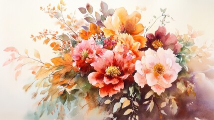 Watercolor Bouquet of Flowers