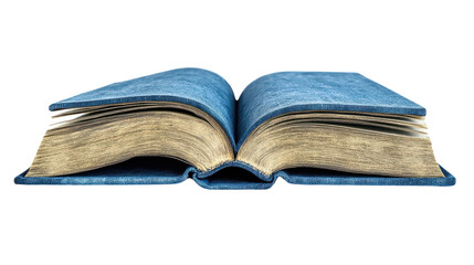 Obraz premium An open book showing intricate pages and a textured cover on a clean, bright surface