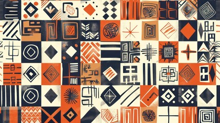 Creative ethnic style picture seamless pattern. Unique geometric swatch. Perfect for screen background, site backdrop, wrapping paper, wallpaper, textile and surface design. Trendy boho tile.