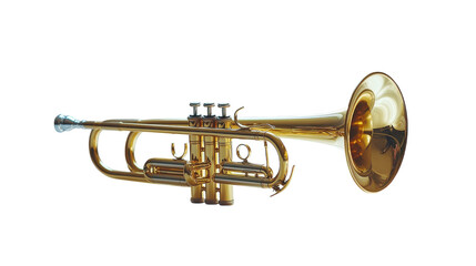 Obraz premium A shiny brass trumpet on a minimalist surface, poised to play vibrant melodies