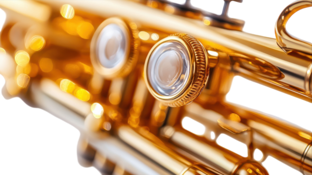 A close-up of a gleaming golden saxophone showcasing intricate details and craftsmanship