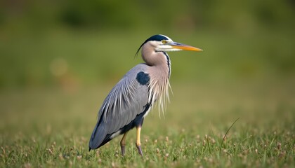Fototapeta premium Elegant heron in serene setting