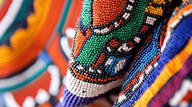 Zulu beadwork symbolism, intricate patterns representing social status, family ties, and messages in vibrant colors