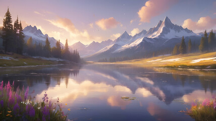 sunrise over the lake
