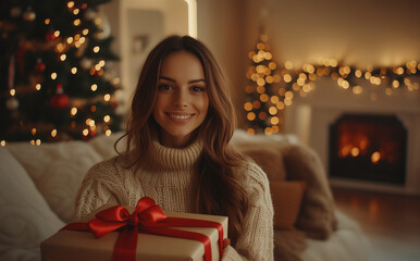 woman with christmas gift