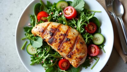  Delicious grilled chicken and fresh salad ready to enjoy