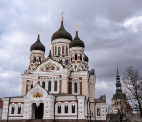Alexander Nevski cathedral. Front door view. Tallin, Estonia