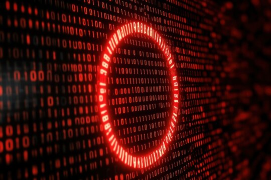 Abstract Red Binary Code with Circular Design