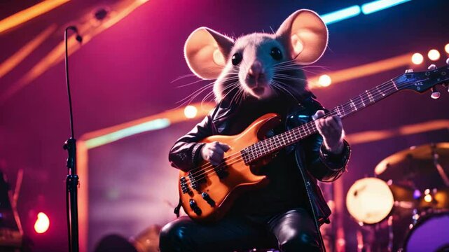 Get ready to rock with the coolest mouse in town! In this hilarious video, a tiny mouse with a wild rocker hairstyle takes center stage, shredding on a mini electric guitar. 
