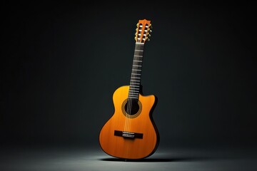 Naklejka premium Classic Acoustic Guitar on Dark Background